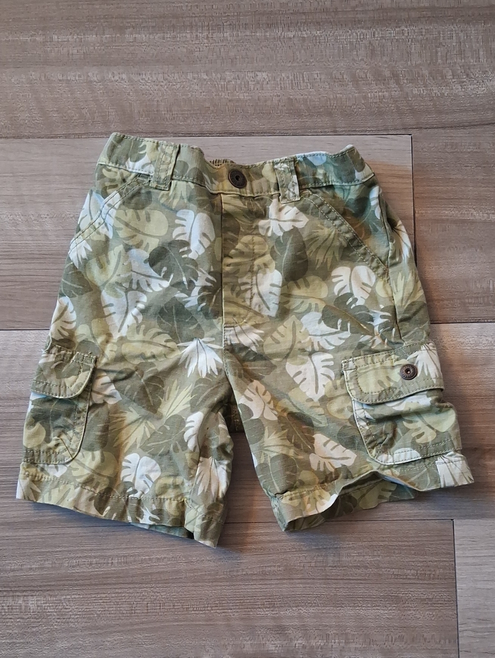 Gymboree Boys Green Tropical Print Cargo Shorts Vintage Size 18-24 Months (O)